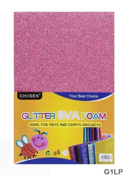 GLITTER FOAM SHEET (G1LP) W/S A4 L PINK 10PC