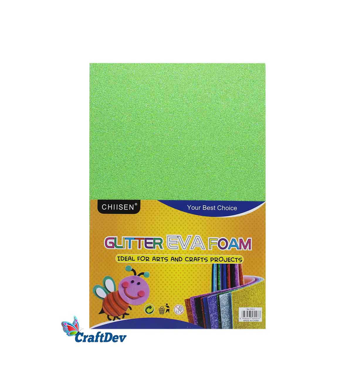 GLITTER FOAM SHEET (G1NG) W/S A4 N GREEN 10PC