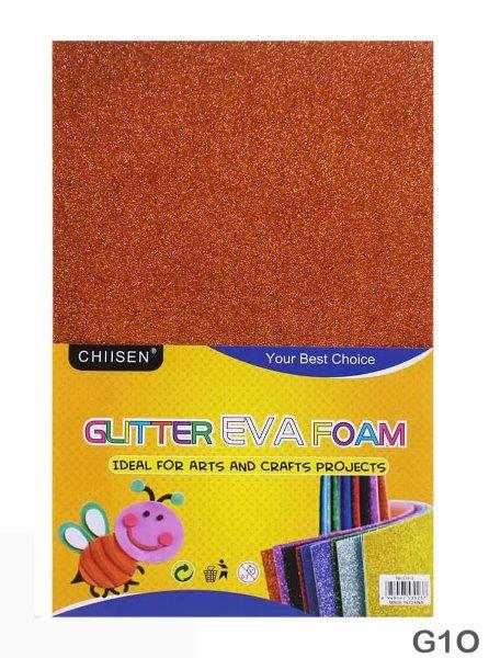 GLITTER FOAM SHEET (G1O) W/S A4 ORANGE 10PC