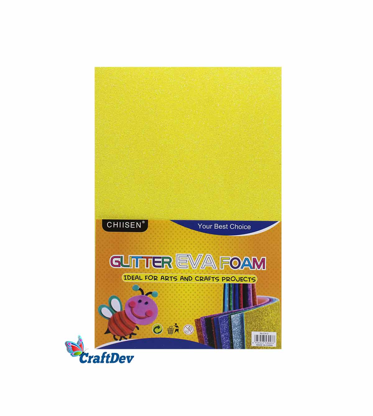 GLITTER FOAM SHEET (G2Y) STICKER A4 YELLOW 10PC