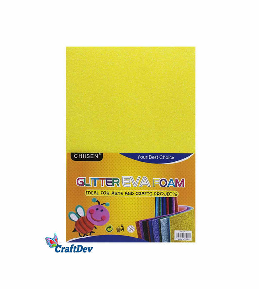 GLITTER FOAM SHEET (G2Y) STICKER A4 YELLOW 10PC
