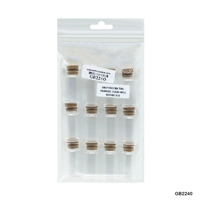 MESSAGE GLASS BOTTLE (GB2240) 22x40MM CC 12PCS