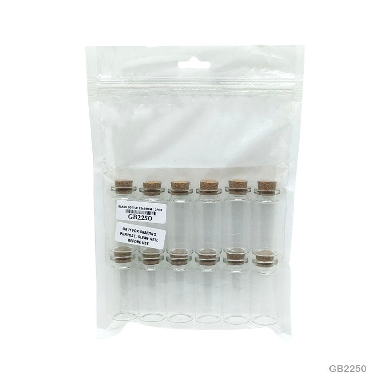 MESSAGE GLASS BOTTLE (GB2250) 22x50MM CC 12PCS