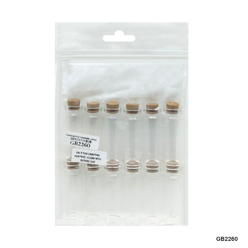 MESSAGE GLASS BOTTLE (GB2260) 22x60MM CC 12PCS