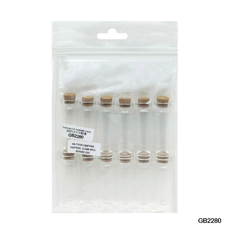 MESSAGE GLASS BOTTLE (GB2280) 22x80MM CC 12PCS