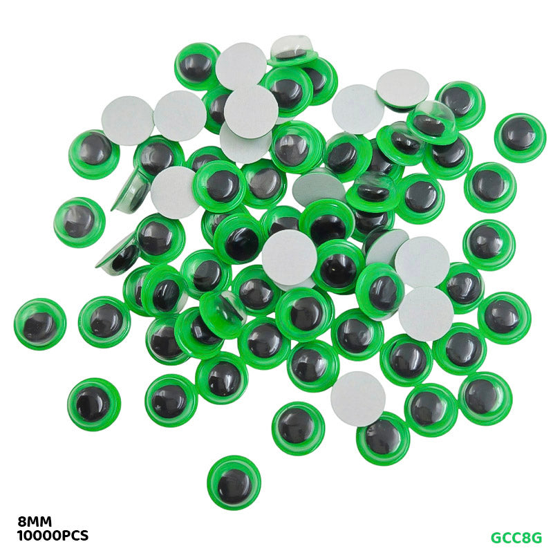 GCC8G 8MM GREEN 10000PC COLORED GOOGLY EYE