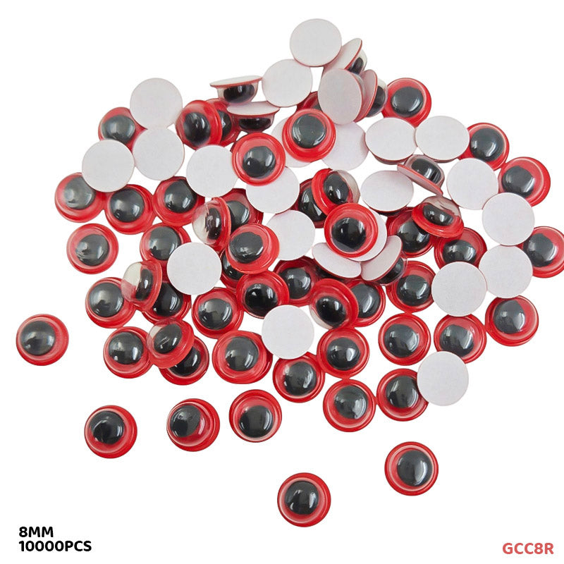 GCC8R 8MM RED 10000PC COLORED GOOGLY EYE