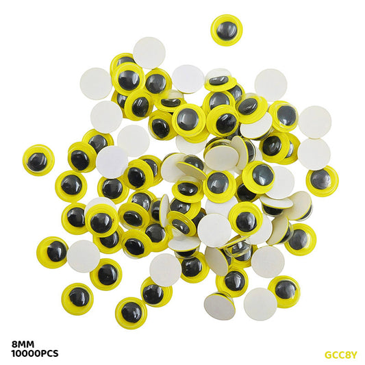 GCC8Y 8MM YELLOW 10000PC COLORED GOOGLY EYE
