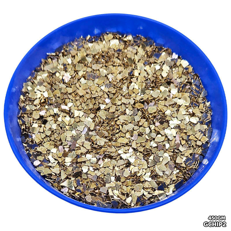 GCHIP2 GLASS CHIPS 450GM L GOLD