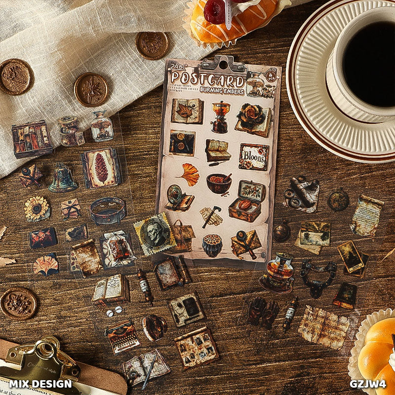 GZJW4 CORNER INSTALL TEA ROOM STICKER SHEET 4PC