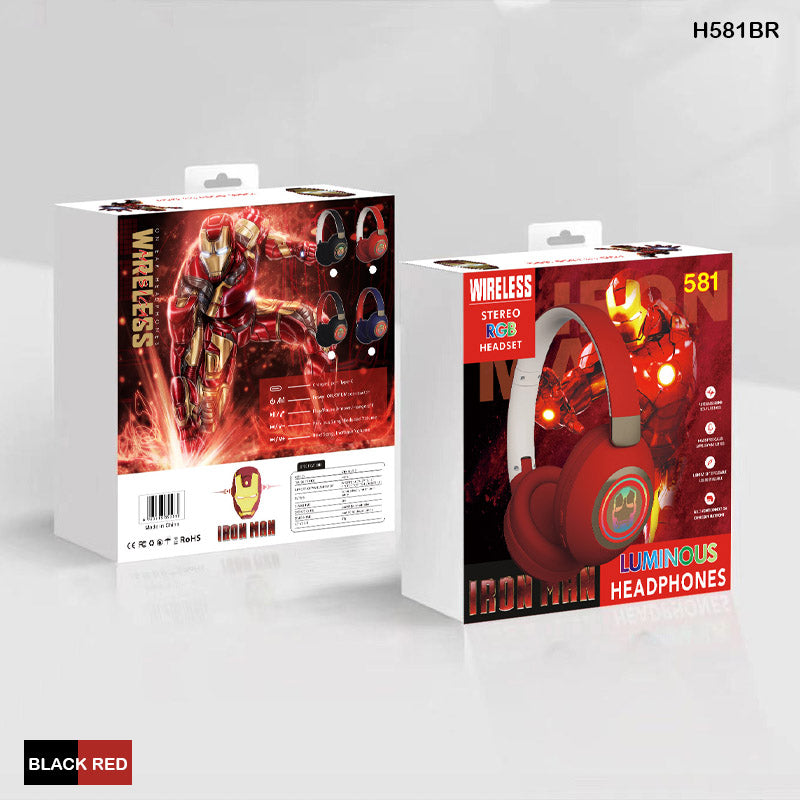 H581BR WIRELESS STREO RGB HEADSET BLACK RED IRONMAN