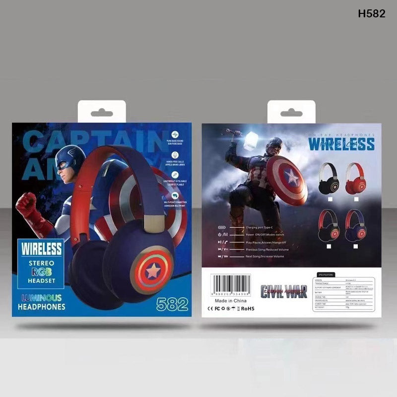 H582BR WIRELESS STREO RGB HEADSET BLACK RED CAPTAIN AMERICA
