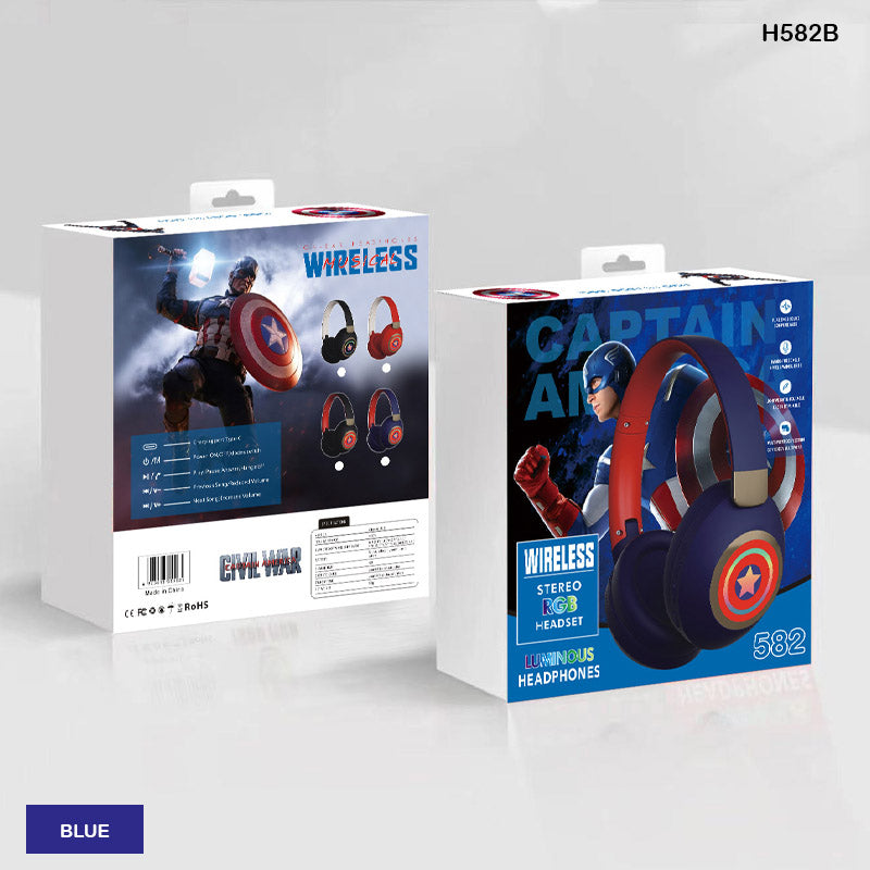 H582BR WIRELESS STREO RGB HEADSET BLACK RED CAPTAIN AMERICA