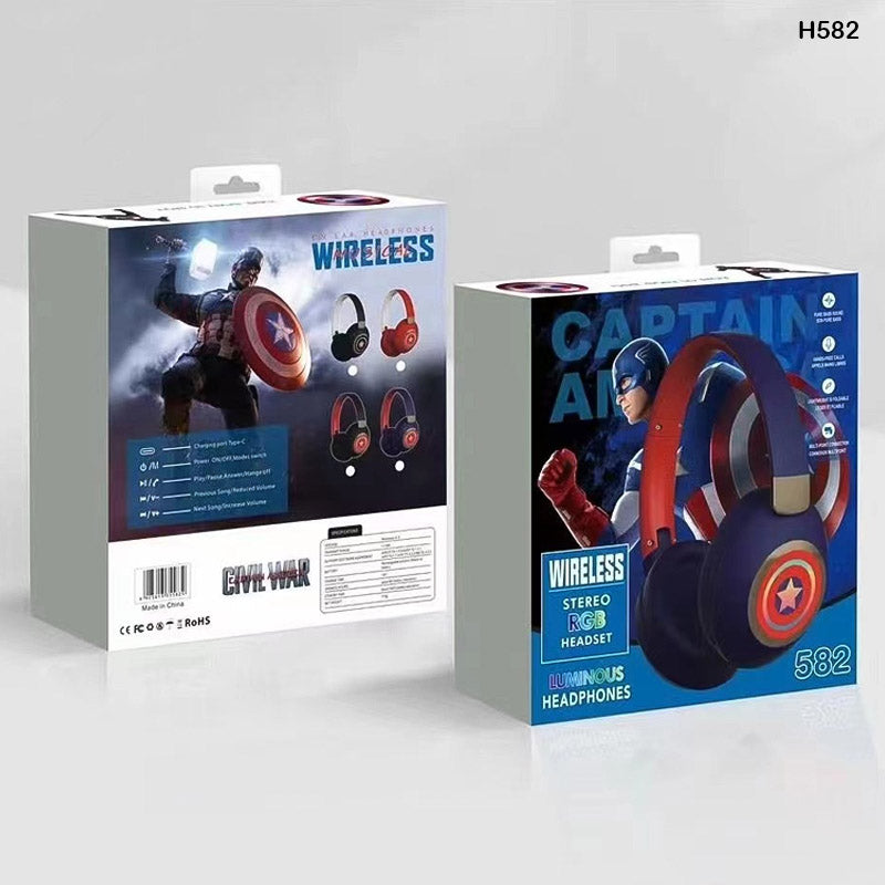 H582BR WIRELESS STREO RGB HEADSET BLACK RED CAPTAIN AMERICA