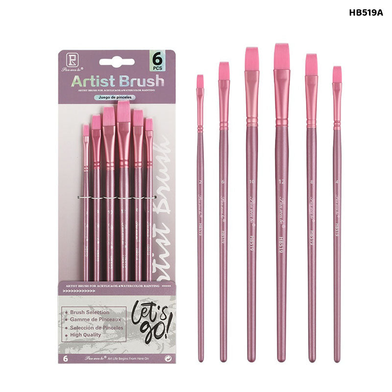 6PC PAINT BRUSH FLAT HB519A