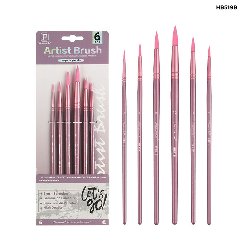 6PC PAINT BRUSH ROUND HB519B