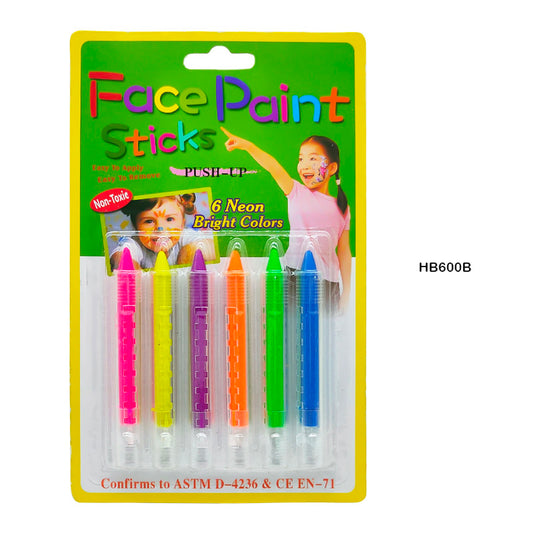 HB600B FACE PAINT STICK 6 NEON COLOR PUSH-UP