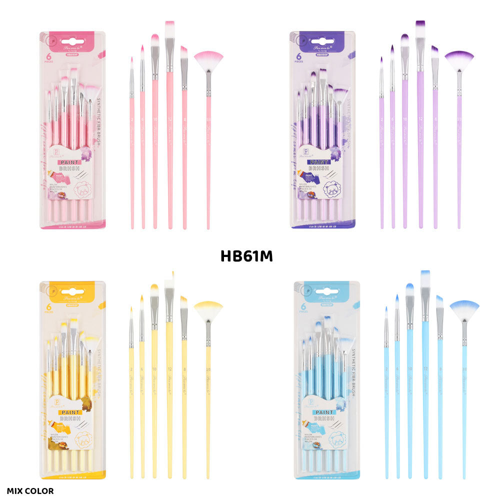 HB61M 6PC PAINT BRUSH MIXED