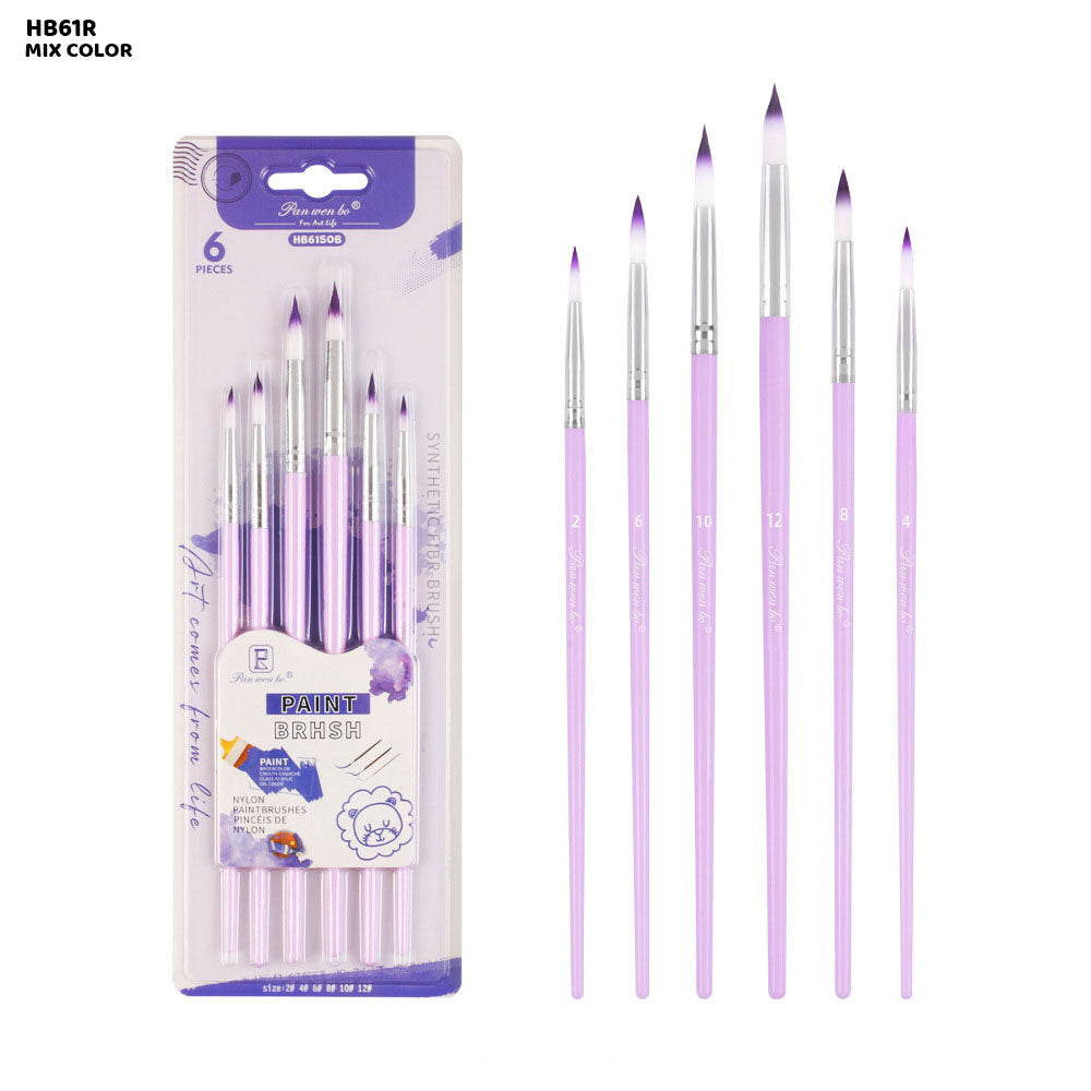 HB61R 6PC PAINT BRUSH ROUND