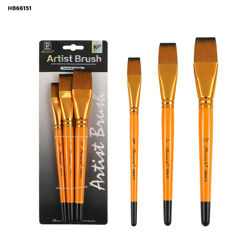 3PC PAINT BRUSH FLAT JUMBO ORANGE HB66151