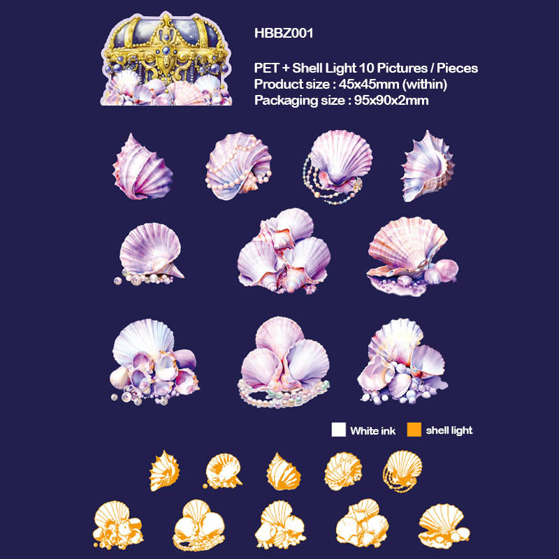 HBBZ001 TREASURES ON THE BEACH DECO STICKER 20PC