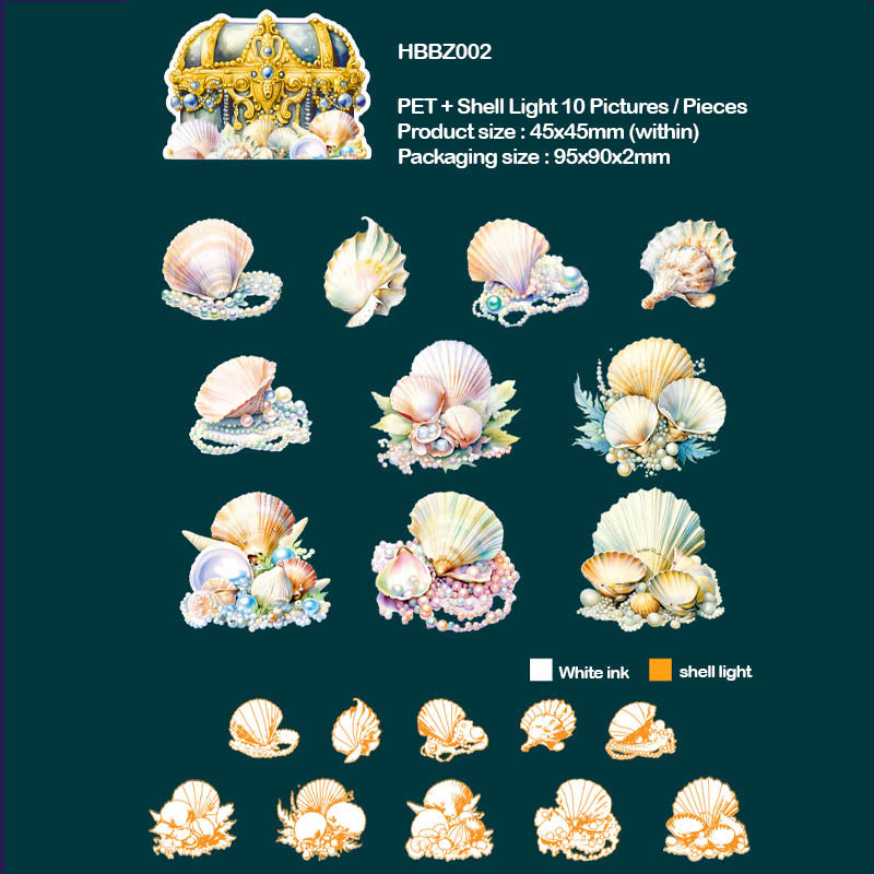 HBBZ002 TREASURES ON THE BEACH DECO STICKER 20PC