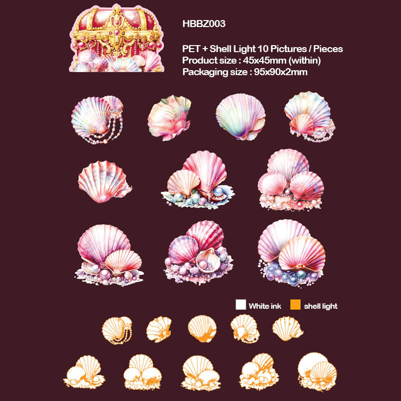 HBBZ003 TREASURES ON THE BEACH DECO STICKER 20PC