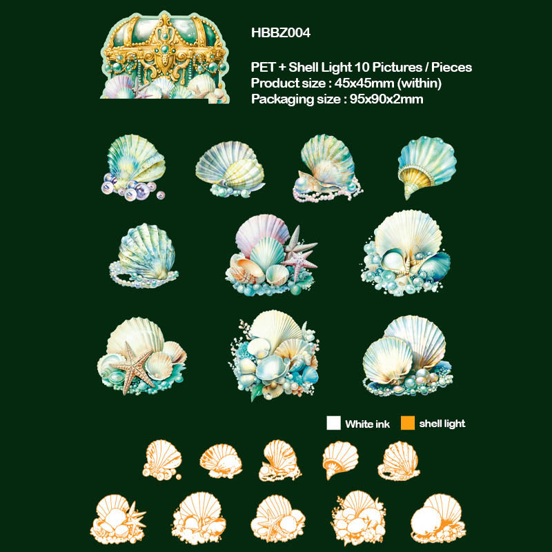 HBBZ004 TREASURES ON THE BEACH DECO STICKER 20PC