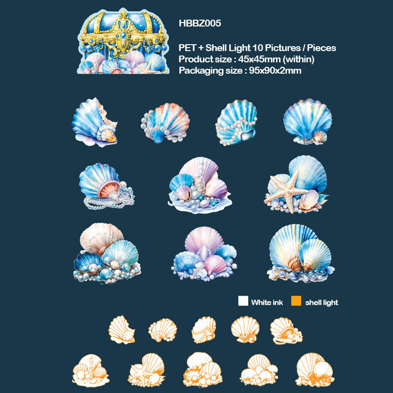 HBBZ005 TREASURES ON THE BEACH DECO STICKER 20PC