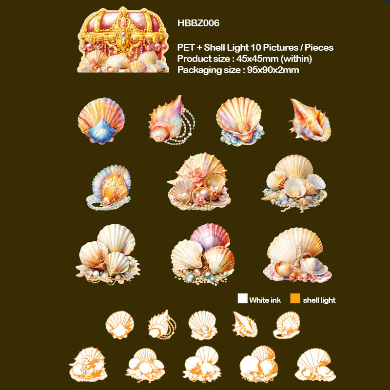 HBBZ006 TREASURES ON THE BEACH DECO STICKER 20PC