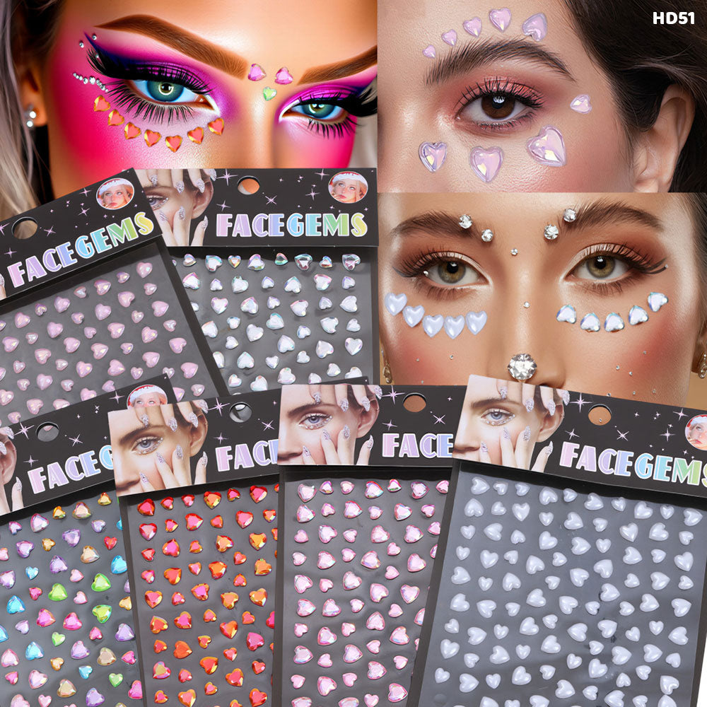 HD51 FACE GEMS HEART STICKER
