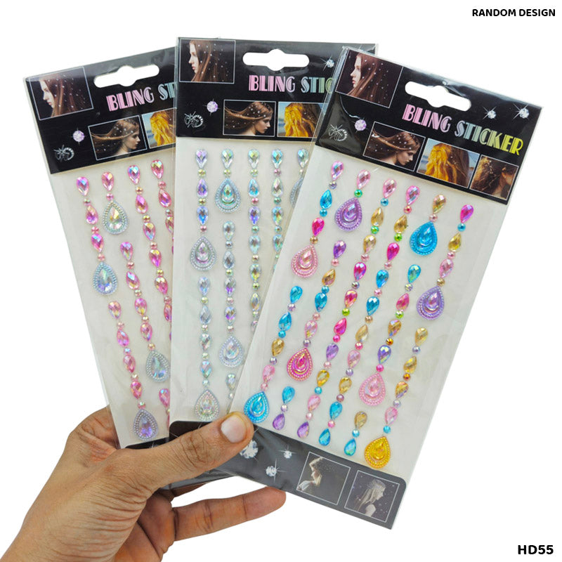 HD55 BLING STICKER STRIP n BIG FLOWER STICKER