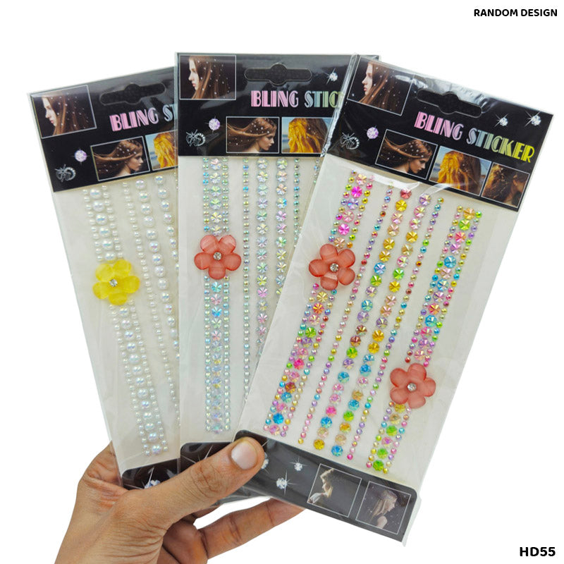 HD55 BLING STICKER STRIP n BIG FLOWER STICKER