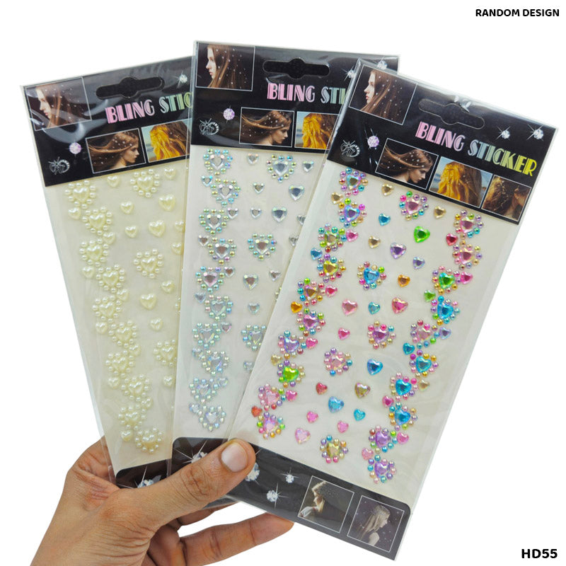 HD55 BLING STICKER STRIP n BIG FLOWER STICKER
